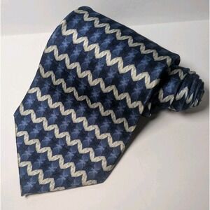 ALEXANDER JULIAN x‎ COLOURS /White Geometric Waves Tie Necktie 100% Silk 4"X57"